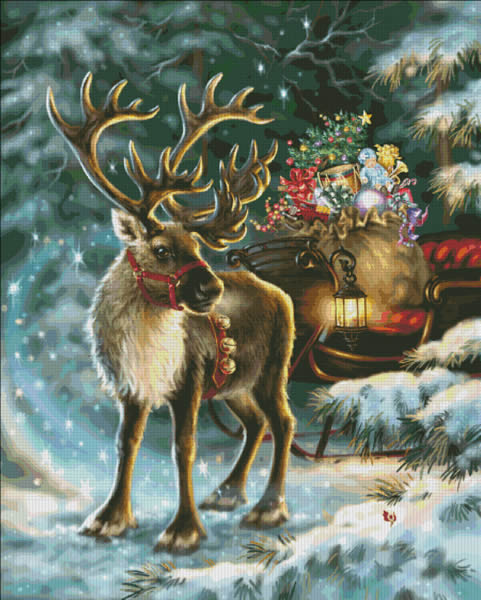 The Enchanted Christmas Reindeer Cross Stitch By Dona Gelsinger