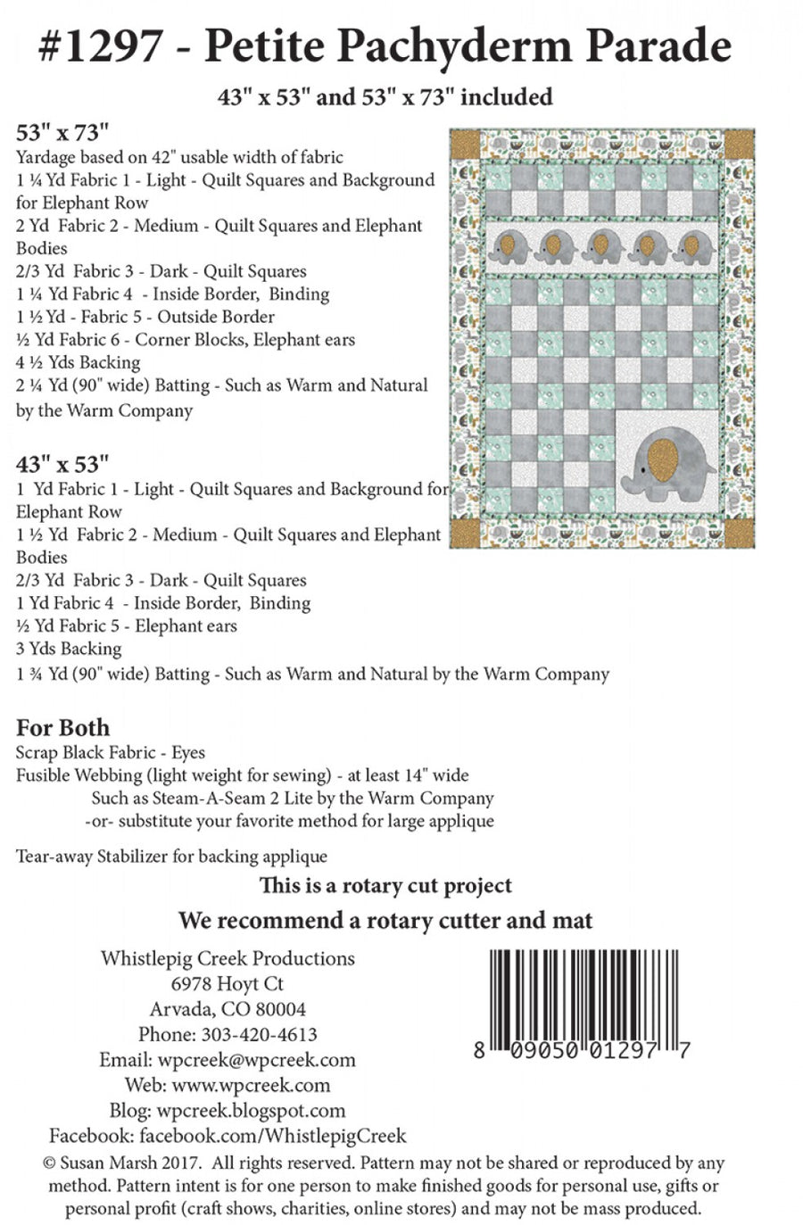 Petite Pachyderm Parade Quilters Pattern – Quilting Books Patterns and ...
