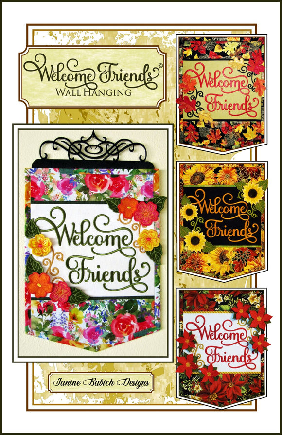 Welcome Friends Wall Hanging Downloadable Pattern by Janine Babich