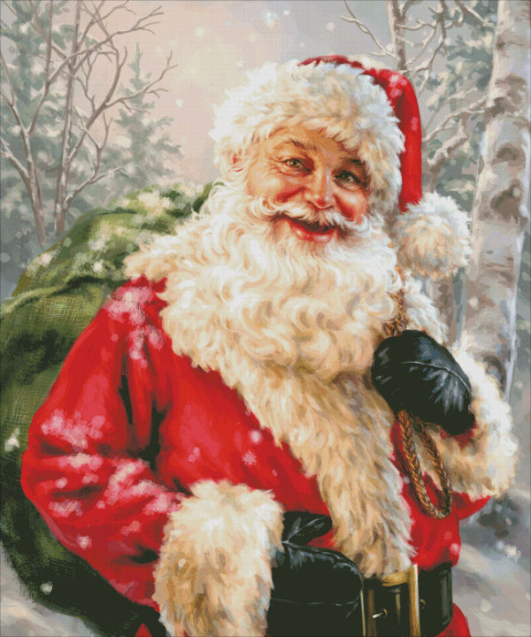 White Christmas Santa Cross Stitch By Dona Gelsinger