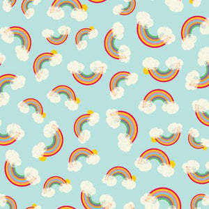 Light Aqua Rainbows Fabric by Clothworks