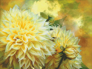 Yellow Dahlias Cross Stitch By Carol Cavalaris