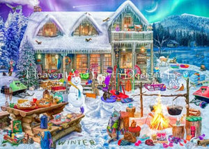 Family Winter Cabin Cross Stitch by  Aimee Stewart