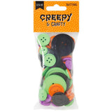 Multicolored buttons with a Halloween theme in a 2.5 oz package