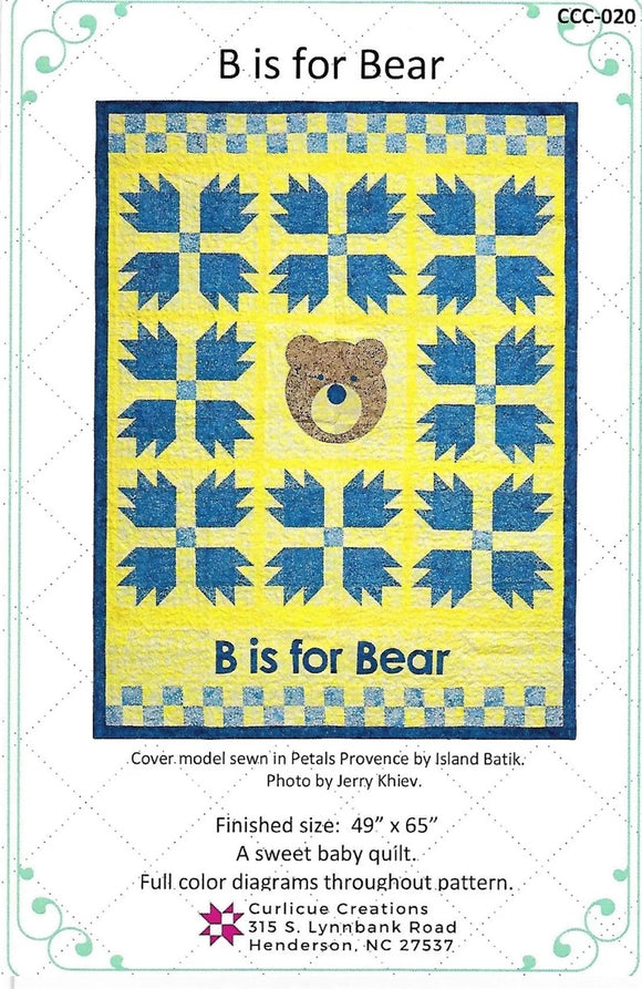 B Is For Bear Downloadable Pattern by Curlicue Creations