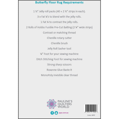 Butterfly Floor Rug requirements and back of packaging
