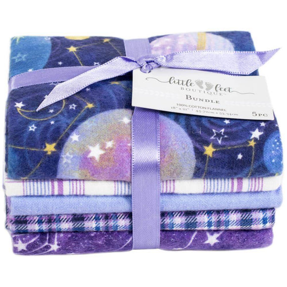 Celestial purples and blues fat quarter bundle by Little Feet Boutique, 5 pieces