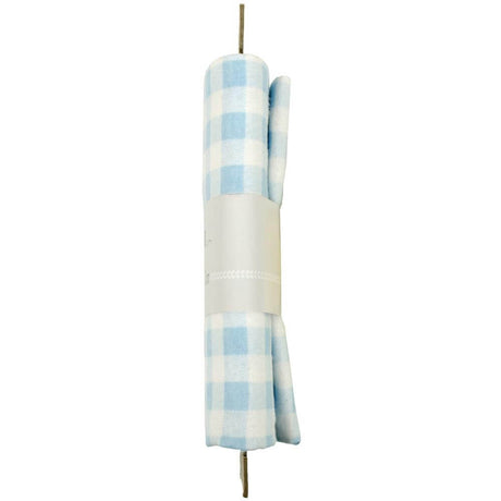 Side view of white and pale blue checker