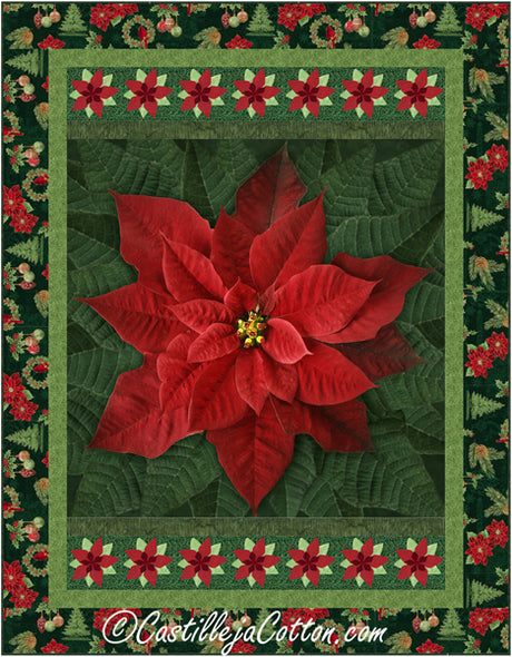 Holiday Poinsettia Red Quilt Pattern by Castilleja Cotton