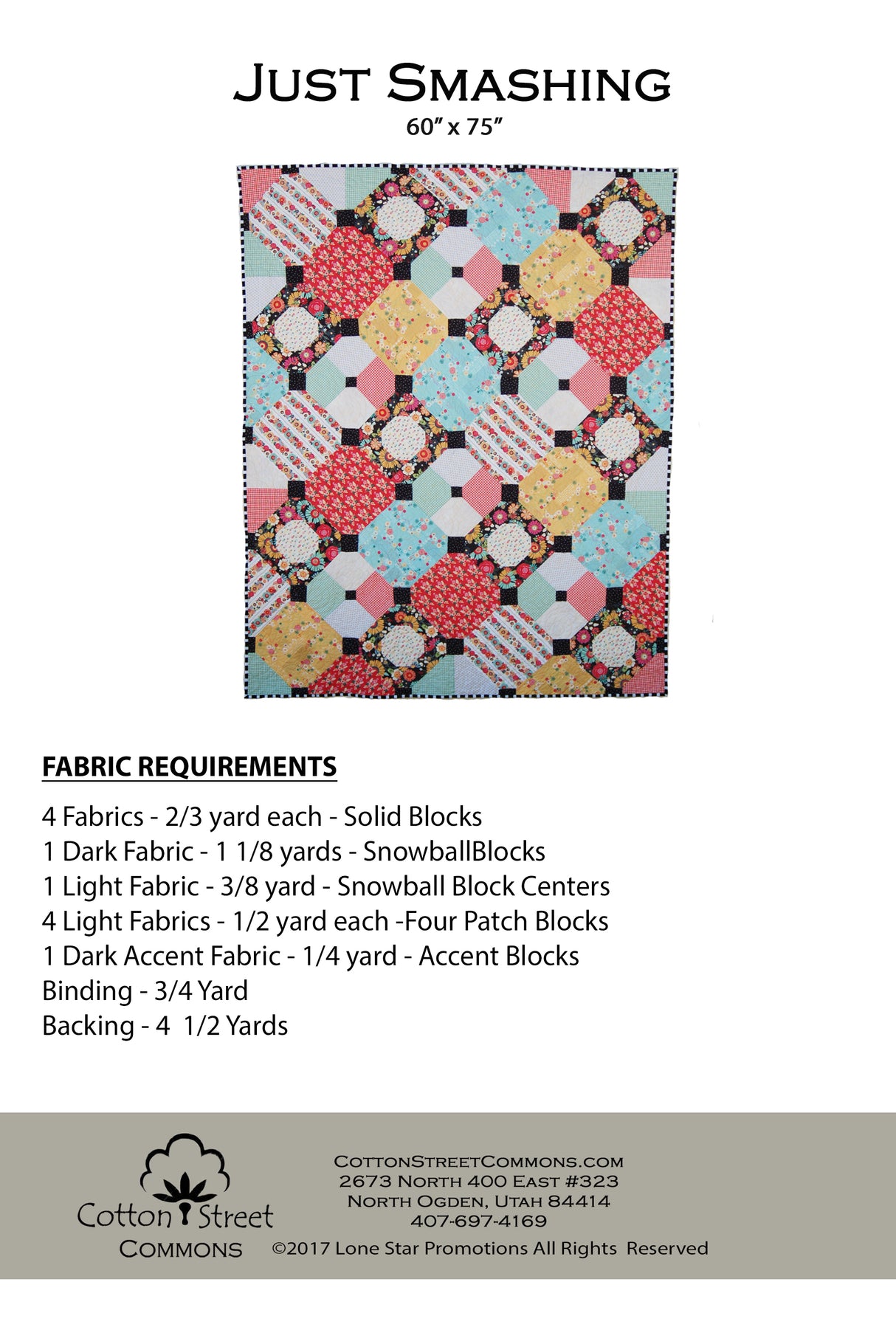 Back of the Just Smashing Downloadable Pattern by Cotton Street Commons