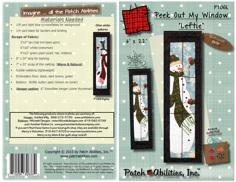 Peek Out My Window Leftie Downloadable Pattern by Patch Abilities