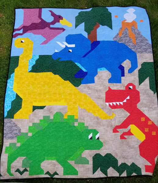 Dinosaur 4 Patch Kids top Quilt with tote bag