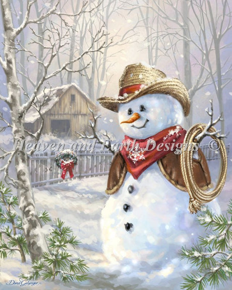 Cowboy Snowman Cross Stitch By Dona Gelsinger