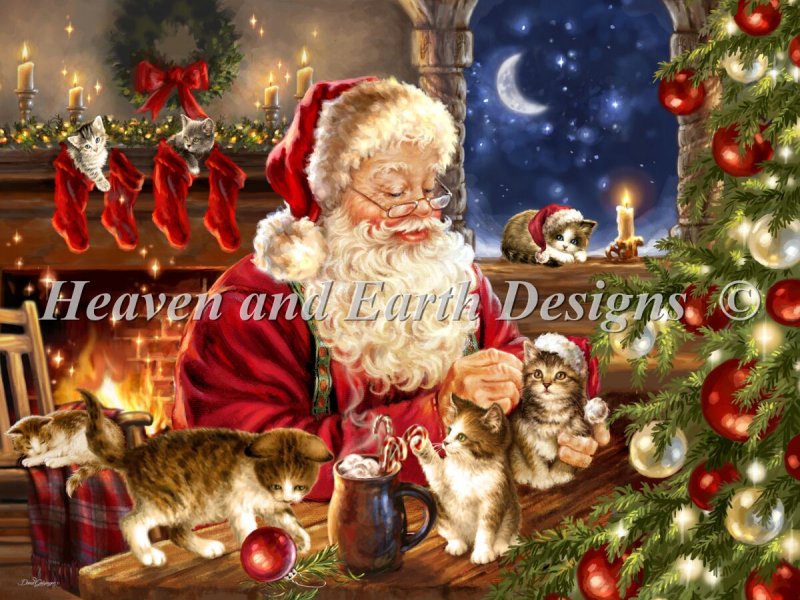 Kitten Christmas Cross Stitch By Dona Gelsinger