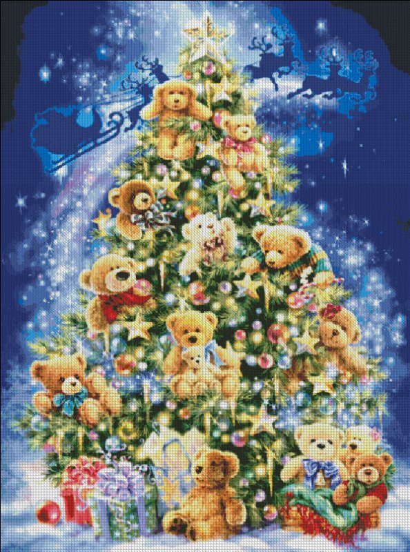 Teddy Bear Tree Cross Stitch By Dona Gelsinger