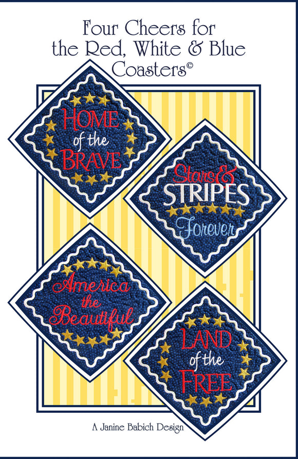 Four Cheers for the Red, White & Blue Coasters Downloadable Pattern by Janine Babich