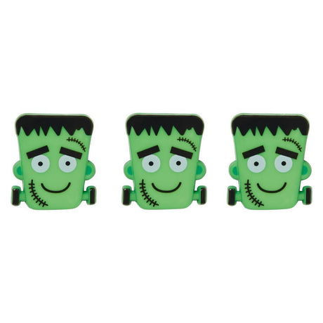 3 green Frankenstein buttons
