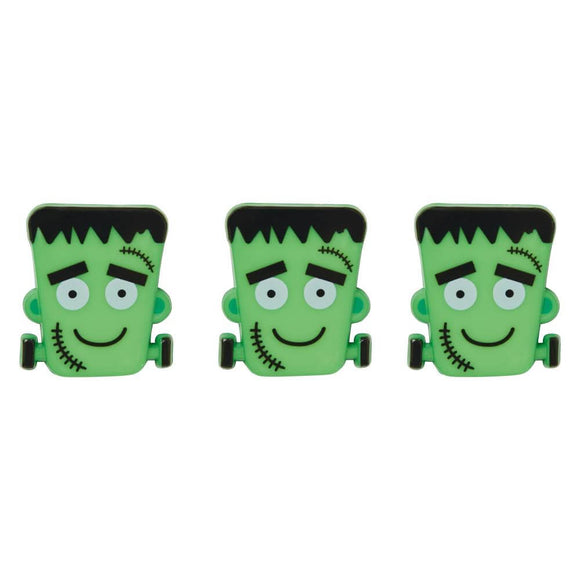 3 green Frankenstein buttons