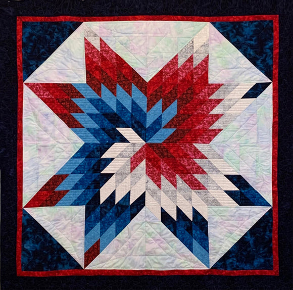Red, White and Blue Spiral Star Quilt Pattern by Karen Combs Studio