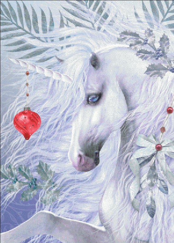 Christmas Unicorn Cross Stitch By Laurie Prindle