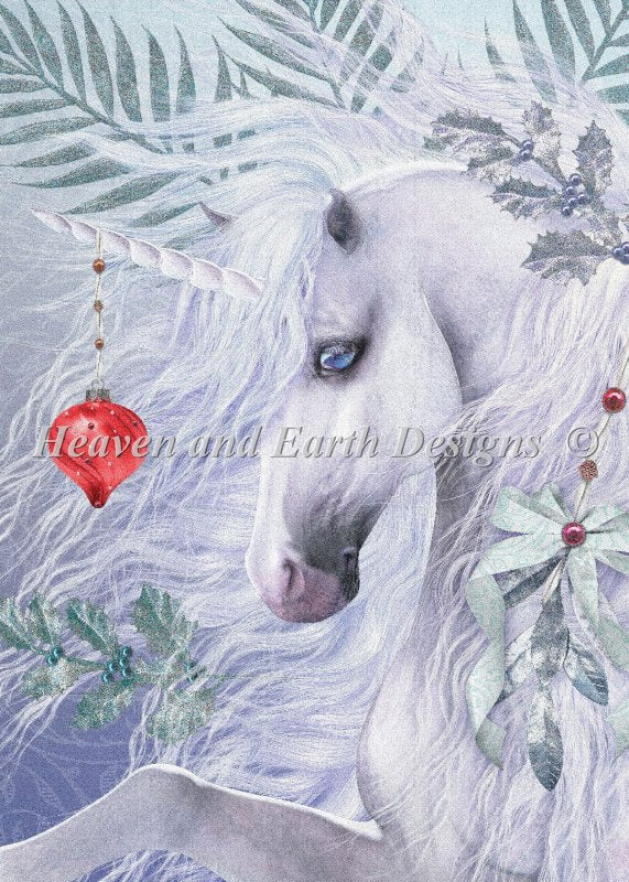Christmas Unicorn Cross Stitch By Laurie Prindle