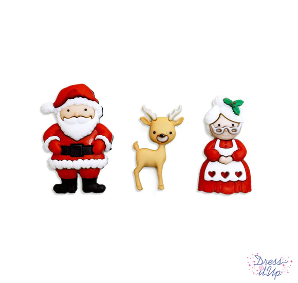 Mr and Mrs Claus Buttons by Dress It Up