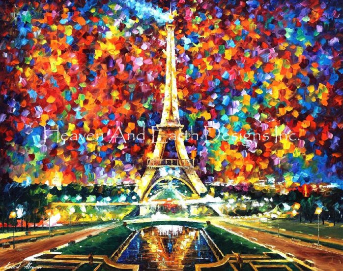 698 tiger lily way Paris Of My Dreams Cross Stitch By Leonid Afremov