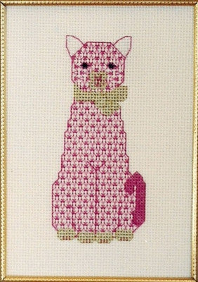 2521cm Pink Cat Cross Stitch Kits 14CT Stamped Cotton Thread