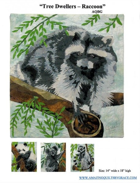 Tree Dweller Racoon Downloadable Pattern by Amazing Quilts By Grace