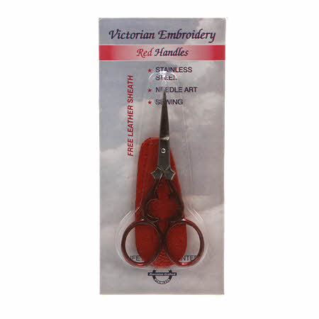 Embroidery Scissor 3 1/2in Victorian Style Red