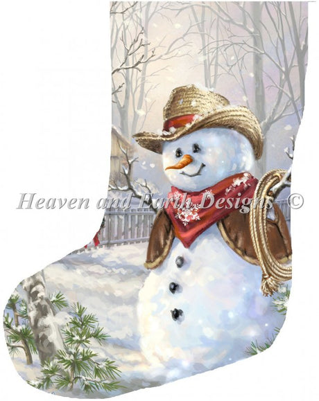 Stocking Cowboy Snowman Cross Stitch By Dona Gelsinger