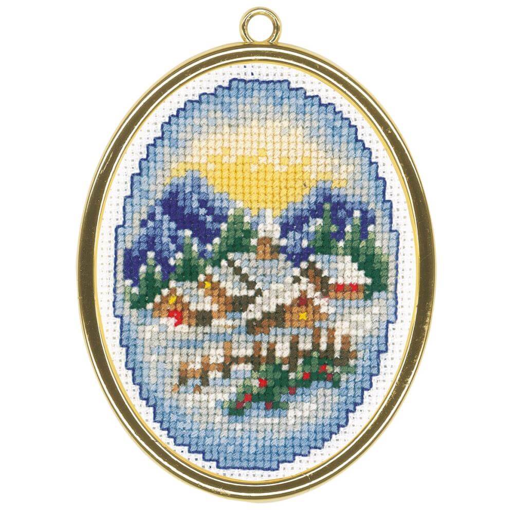 Winter village scene ornament