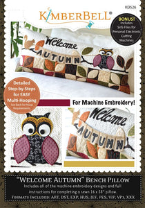 Welcome Autumn Bench Pillow - Machine Embroidery CD