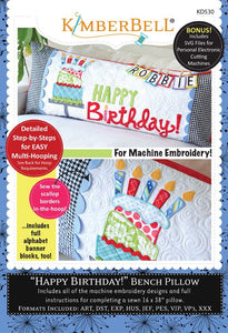Happy Birthday Bench Pillow - Machine Embroidery CD