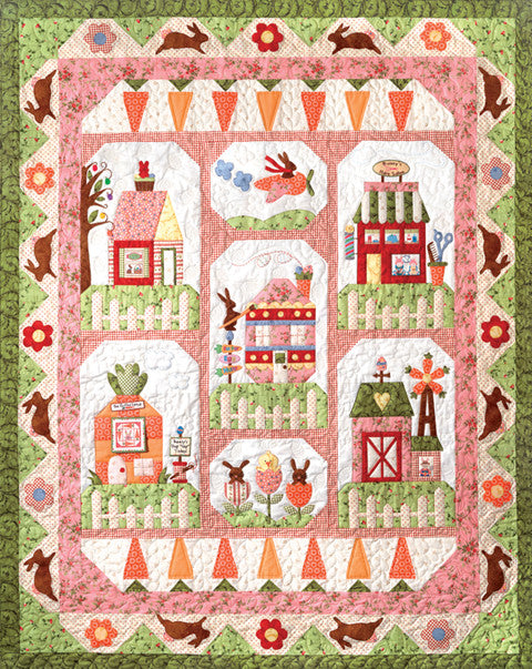 Precut Traditional pieced Quilt KIT ~ Bunny Rabbits in aqua pink and coral ~ Last good kit